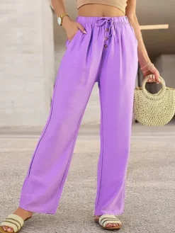 Royalfashion Szerokie spodnie damskie materiałowe