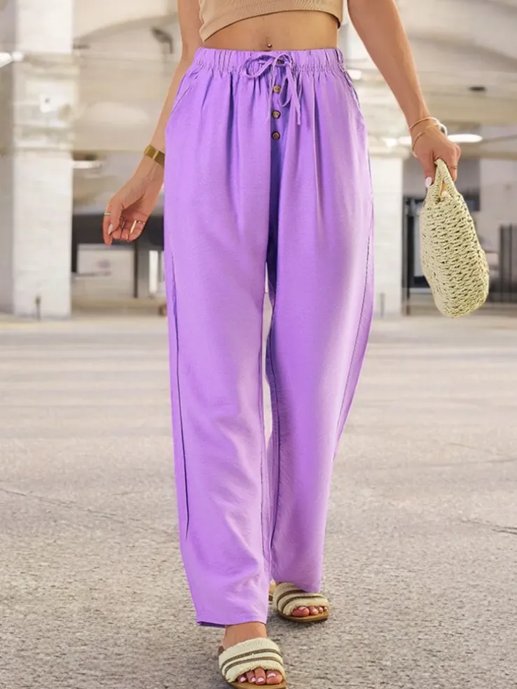 Royalfashion Szerokie spodnie damskie materiałowe