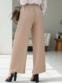 Royalfashion Szerokie spodnie damskie z paskiem