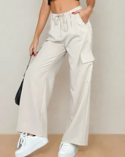 Royalfashion Szerokie spodnie damskie z kieszeniami