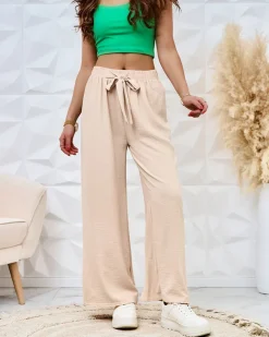 Royalfashion Szerokie spodnie damskie materiałowe