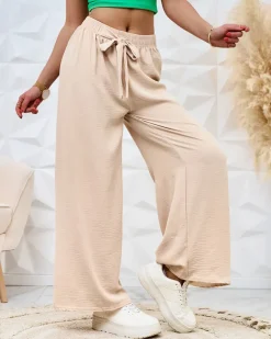 Royalfashion Szerokie spodnie damskie materiałowe