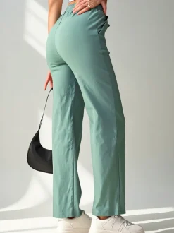 Royalfashion Szerokie spodnie damskie materiałowe z bawełną