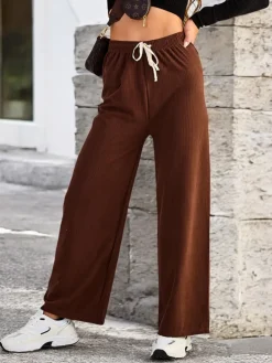 Royalfashion Szerokie spodnie damskie prążkowane