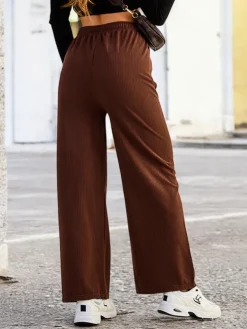 Royalfashion Szerokie spodnie damskie prążkowane