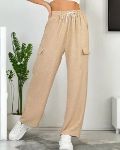 Royalfashion Szerokie spodnie damskie z kieszeniami