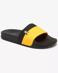 Royalfashion Żółto-czarne damskie gumowe klapki Lierigs