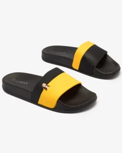Royalfashion Żółto-czarne damskie gumowe klapki Lierigs