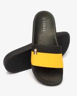Royalfashion Żółto-czarne damskie gumowe klapki Lierigs
