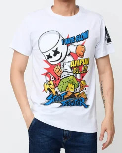 Royalfashion T-shirt męski z nadrukiem w kolorze białym