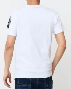 Royalfashion T-shirt męski z nadrukiem w kolorze białym