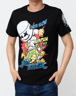 Royalfashion T-shirt męski z nadrukiem w kolorze czarnym