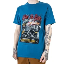 Royalfashion Turkusowy bawełniany męski t-shirt z kolorowym nadrukiem