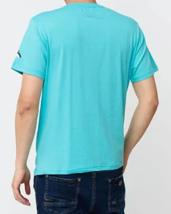 Royalfashion Turkusowy męski t-shirt z nadrukiem
