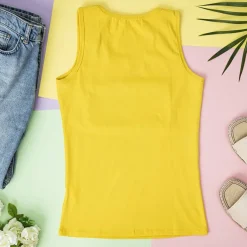 Royalfashion Żółty damski top z cyrkoniami