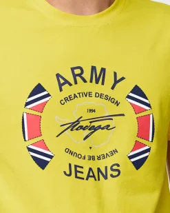 Royalfashion Żółty męski t-shirt z nadrukiem