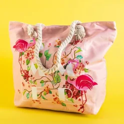 Royalfashion Wielokolorowa plażowa torba z flamingami