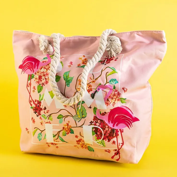 Royalfashion Wielokolorowa plażowa torba z flamingami