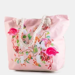 Royalfashion Wielokolorowa plażowa torba z flamingami