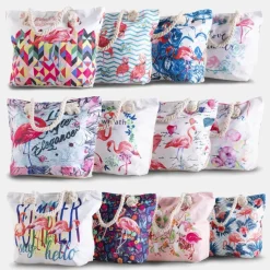 Royalfashion Wielokolorowa plażowa torba z flamingami