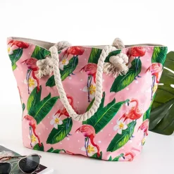 Royalfashion Wielokolorowa plażowa torba z flamingami