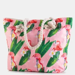 Royalfashion Wielokolorowa plażowa torba z flamingami