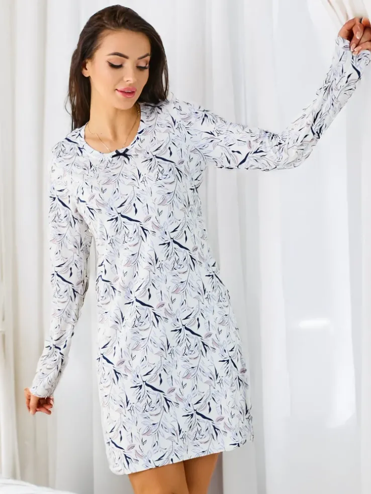 Royalfashion Wiskozowa nocna koszula damska z printem