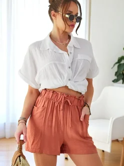 Royalfashion Wiskozowe krótkie spodenki damskie