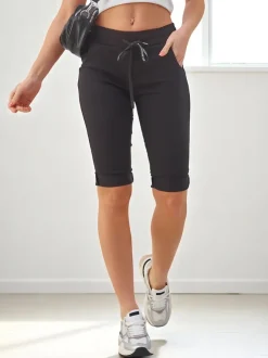 Royalfashion Wiskozowe materiałowe krótkie spodenki damskie do kolana