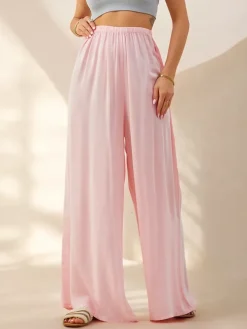 Royalfashion Wiskozowe proste spodnie damskie materiałowe