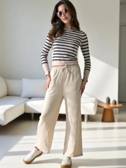 Royalfashion Wiskozowe szerokie spodnie damskie dresowe