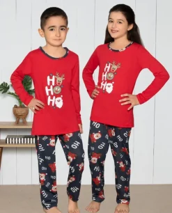Royalfashion Świąteczna bawełniana dziecięca piżama HO HO HO