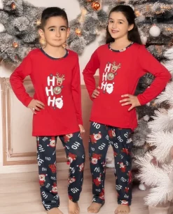 Royalfashion Świąteczna bawełniana dziecięca piżama HO HO HO