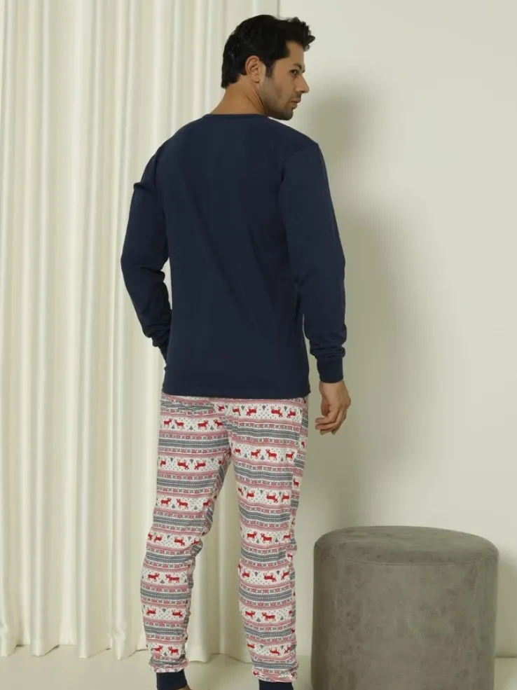 Royalfashion Świąteczna bawełniana męska piżama 2- częściowa Merry Christmas