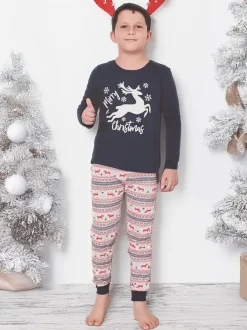 Royalfashion Świąteczna bawełniana dziecięca piżama Merry Christmas