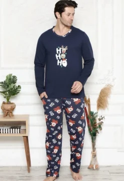 Royalfashion Świąteczna bawełniana męska piżama 2- częściowa HO HO HO