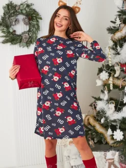 Royalfashion Świąteczna bawełniana koszula nocna HO HO HO