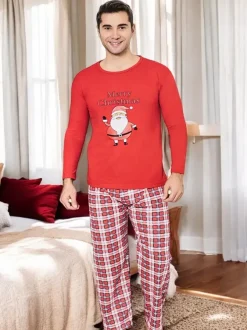 Royalfashion Świąteczna bawełniana męska piżama 2- częściowa Merry Christmas PLUS SIZE