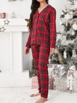 Royalfashion Świąteczna dziecięca piżama bawełniana w kratkę