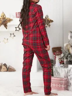 Royalfashion Świąteczna dziecięca piżama bawełniana w kratkę