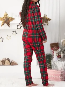 Royalfashion Świąteczna dziecięca piżama bawełniana w kratkę