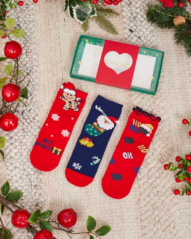 Royalfashion Świąteczne dziecięce skarpetki w pudełku 3/pak