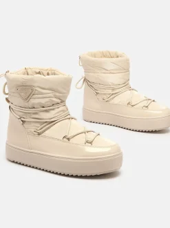 Royalfashion Wsuwane botki a'la śniegowce damskie w kolorze beżowym Vevnose