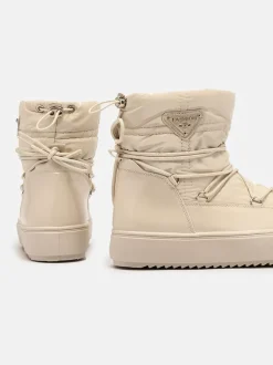 Royalfashion Wsuwane botki a'la śniegowce damskie w kolorze beżowym Vevnose