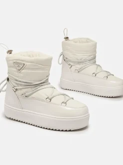Royalfashion Wsuwane botki a'la śniegowce damskie w kolorze białym Vevnose
