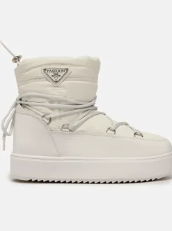 Royalfashion Wsuwane botki a'la śniegowce damskie w kolorze białym Vevnose