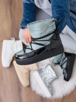 Royalfashion Wsuwane botki a'la śniegowce damskie w kolorze niebieskim Vevnose