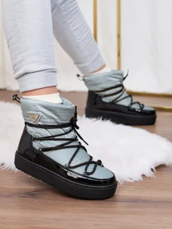 Royalfashion Wsuwane botki a'la śniegowce damskie w kolorze niebieskim Vevnose