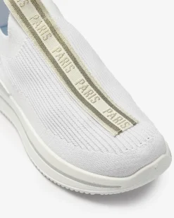 Royalfashion Wsuwane buty sportowe damskie z napisami w kolorze białym Cerppa