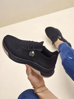 Royalfashion Wsuwane damskie materiałowe buty sportowe Teletta